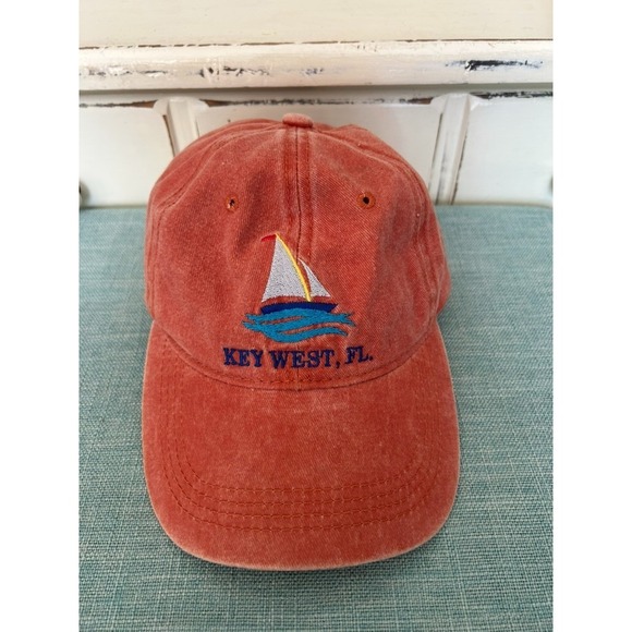 Key Other - Life In Paradise KEY WEST Cap Dad Hat Washed Burnt Orange Sailboat Strapback